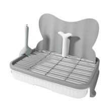 Dog Toilet With Urinary Column And Puppy Pee Tray, Corner Lattice Litter Box For Small And Medium Dogs And Rabbits, Gray