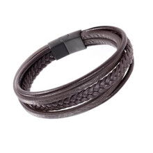 Gewebtes Armband 20,5 cm / 8,1 Zoll Braun PU-Leder
