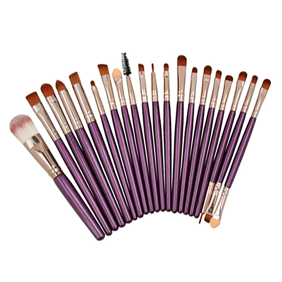 20pcs Purple Rose Gold Makeup Brush Set, Eye Shadow & Mascara Tools