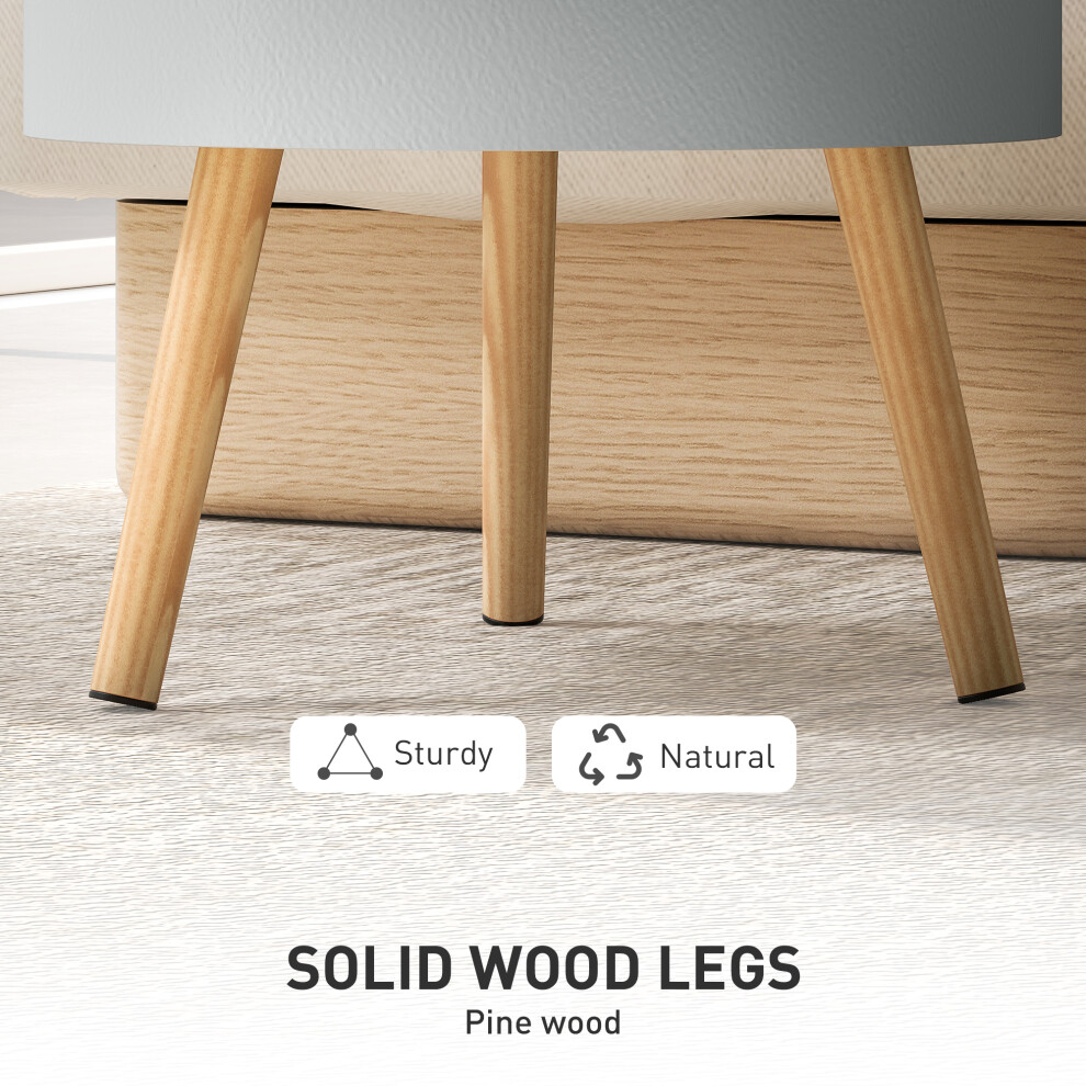 Multi-Function Round End Table with Hidden Storage & Detachable Tray Grey 3-Tier Coffee Table Modern Living Room Furniture-image-OPC-PMFXR5Y-NEW