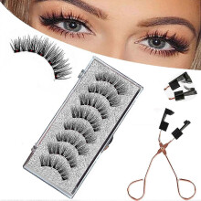 (As show, One size) SNQTV-Magnetic Eyelashes 3d False Eyelashes Set, Reusable Double Magnetic False Eyelashes, Natural Look False Eyelashes, 8 Pcs