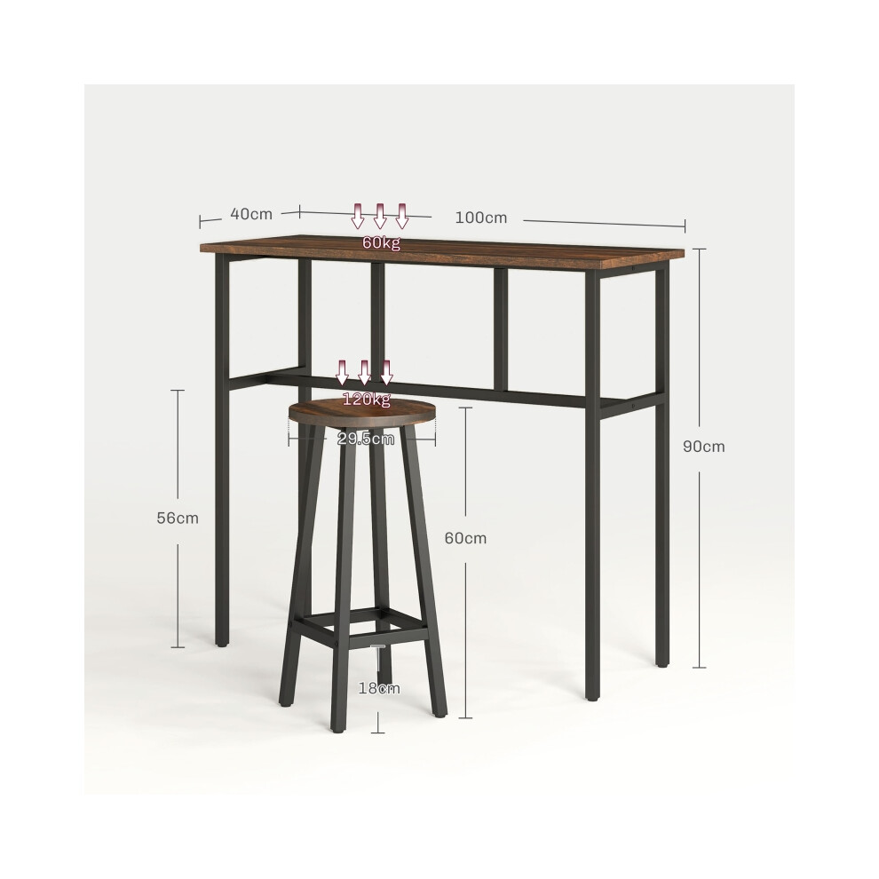 6-Piece Bar Table Set with 2 Breakfast Tables and 4 Stools Rustic Brown Counter Height Dining Set for Kitchen & Living Room-image-OPC-PMFXSWP-NEW