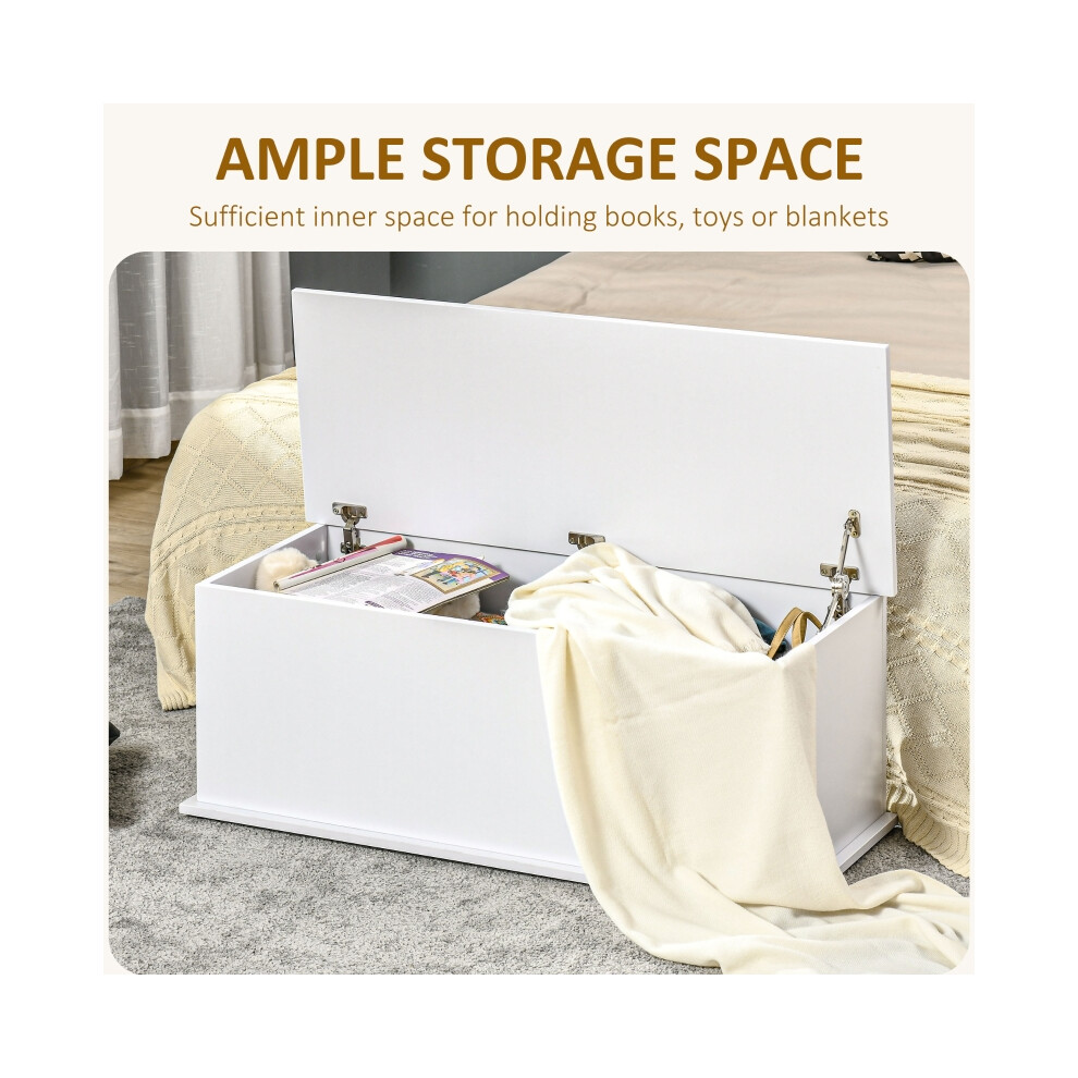 Large 113L White Storage Chest with Flip-Top Lid & Safety Hinges 100x40x40cm for Living Room Entryway and General Storage-image-OPC-PMFXT8B-NEW