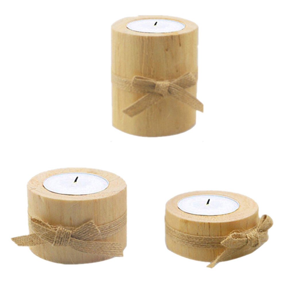 Table Candle Holders 3-Piece Pine Wood Rustic Country Wedding Centerpiece For Dining Table And Home Decor-image-OPC-PMFXVDN-NEW