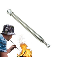 Fire Blow Pipe Stainless Steel Fire Starter Tube, Telescopic Fireplace Bellows, 6-Section Outdoor Fire Blower