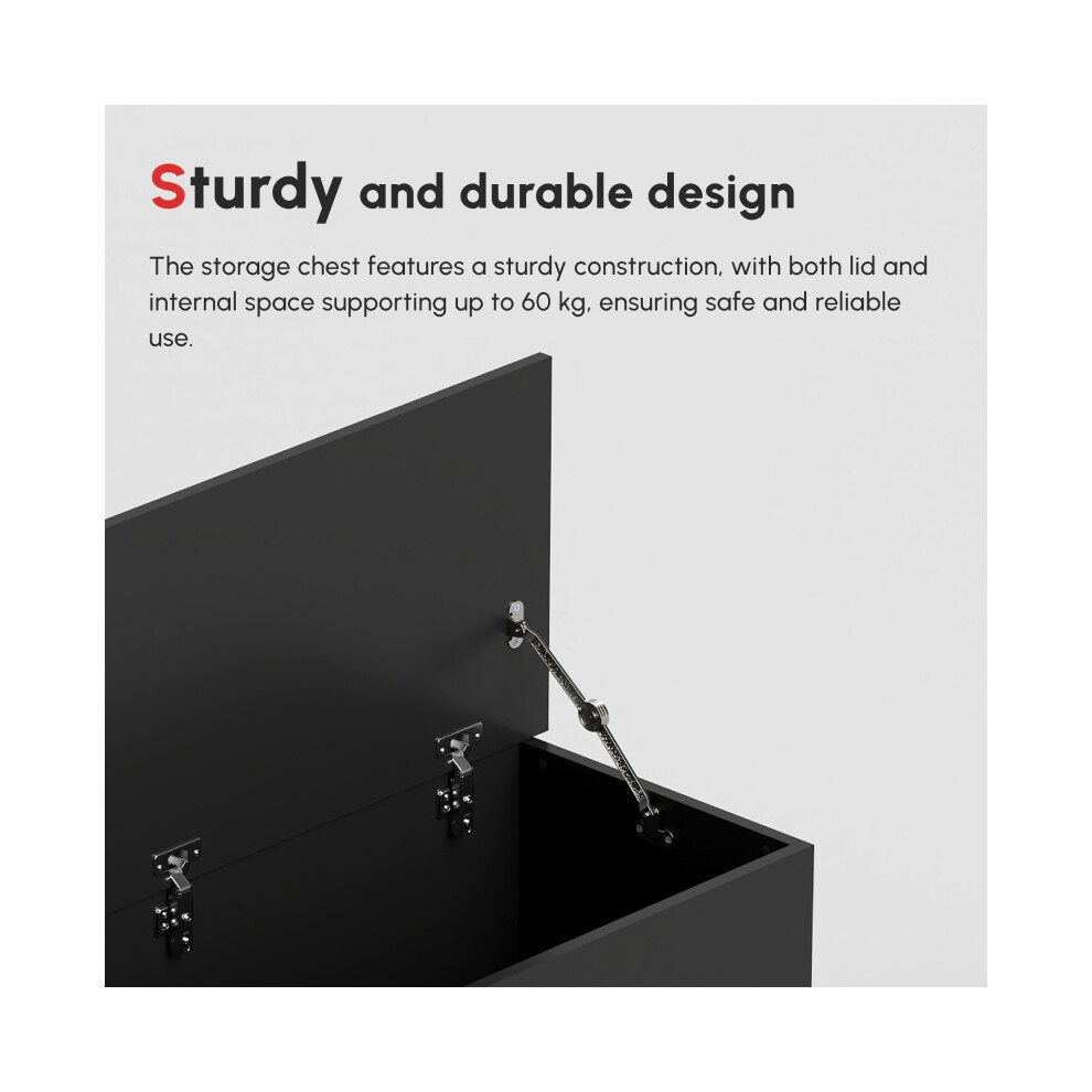 Large 113L Storage Chest with Flip-Lid & Safety Hinges Black 100x40x40cm Durable Wooden Storage Box for Home Use & Entryway-image-OPC-PMFXXT6-NEW