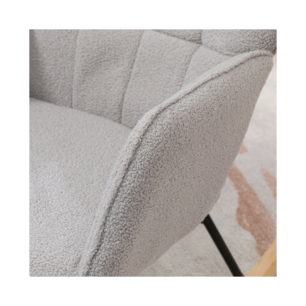 Living Room & Nursery Glider Chair - HOMCOM Berber Fleece Wingback Rocking Recliner for Nursing Light Grey Soft & Cozy-image-OPC-PMFXXZ5-NEW