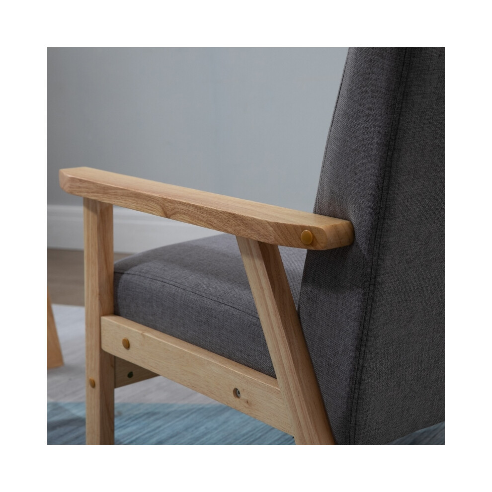 Modern Wooden Frame Accent Chair with Cushioned Seat â Slim Minimal Design 65cm x 70cm Neutral Wood Tone-image-OPC-PMFXYF6-NEW