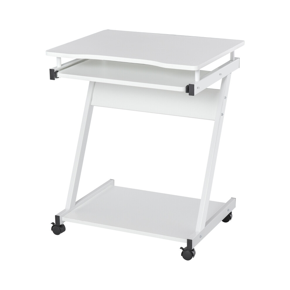 Movable Computer Desk with Sliding Keyboard Tray and 4 Wheels White Home Office Workstation Space-saving Durable Material-image-OPC-PMFY5B6-NEW