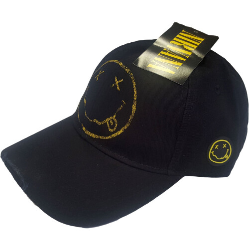 Nirvana Happy Face Logo Black Baseball Cap 1