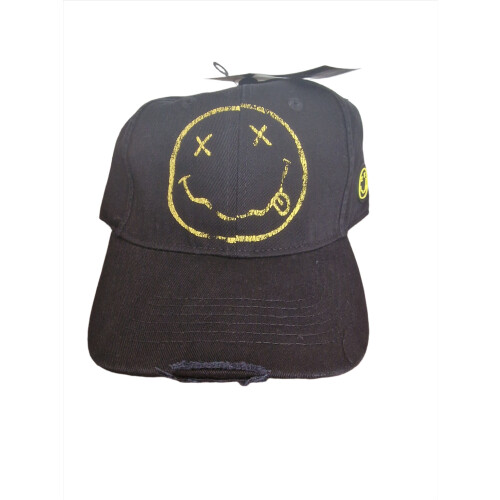 Nirvana Happy Face Logo Black Baseball Cap 2