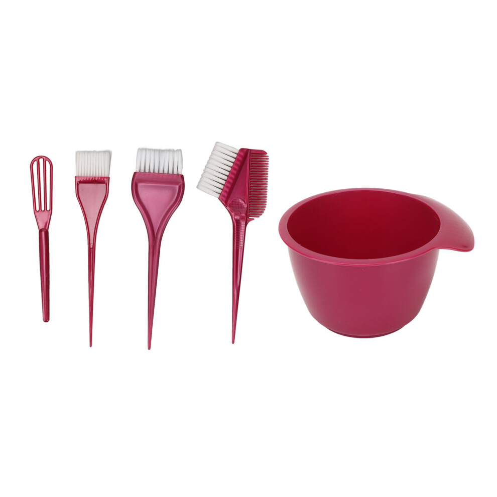 5pcs Hair Dyeing Brush Kit Nylon Fiber Mixing Bowls Pointed Handles