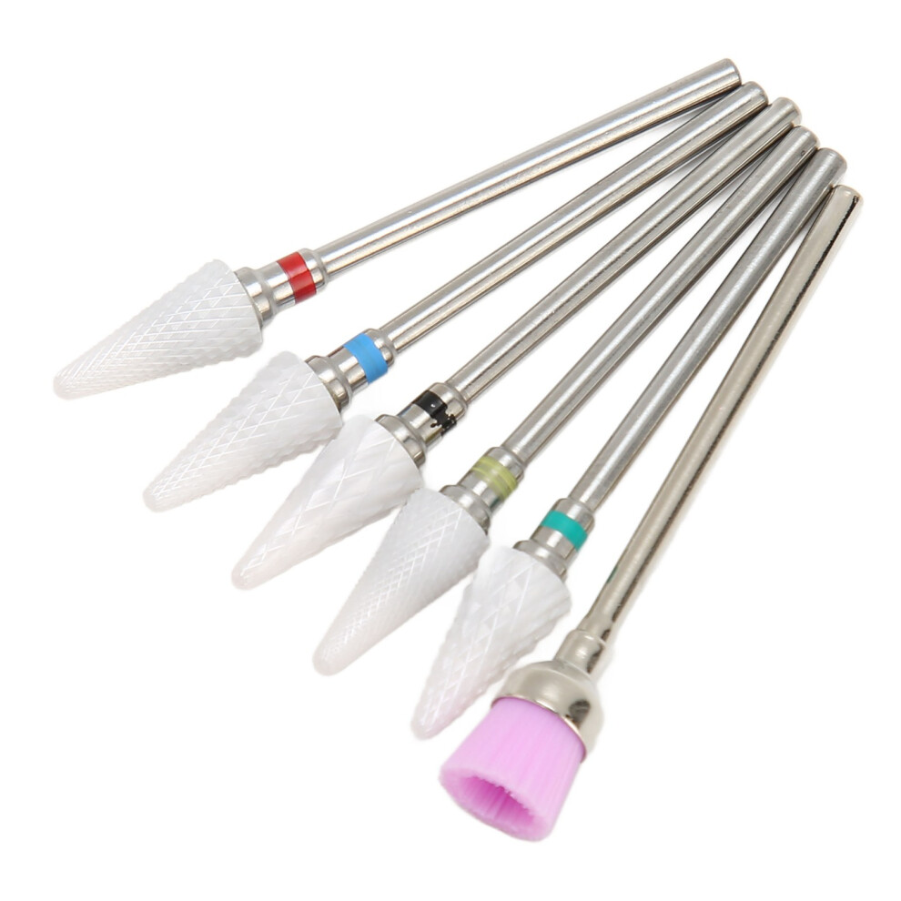 6pcs Nail Drill Bits Set â Ceramic & Stainless Steel for Gel, Rhinestones & Cuticle