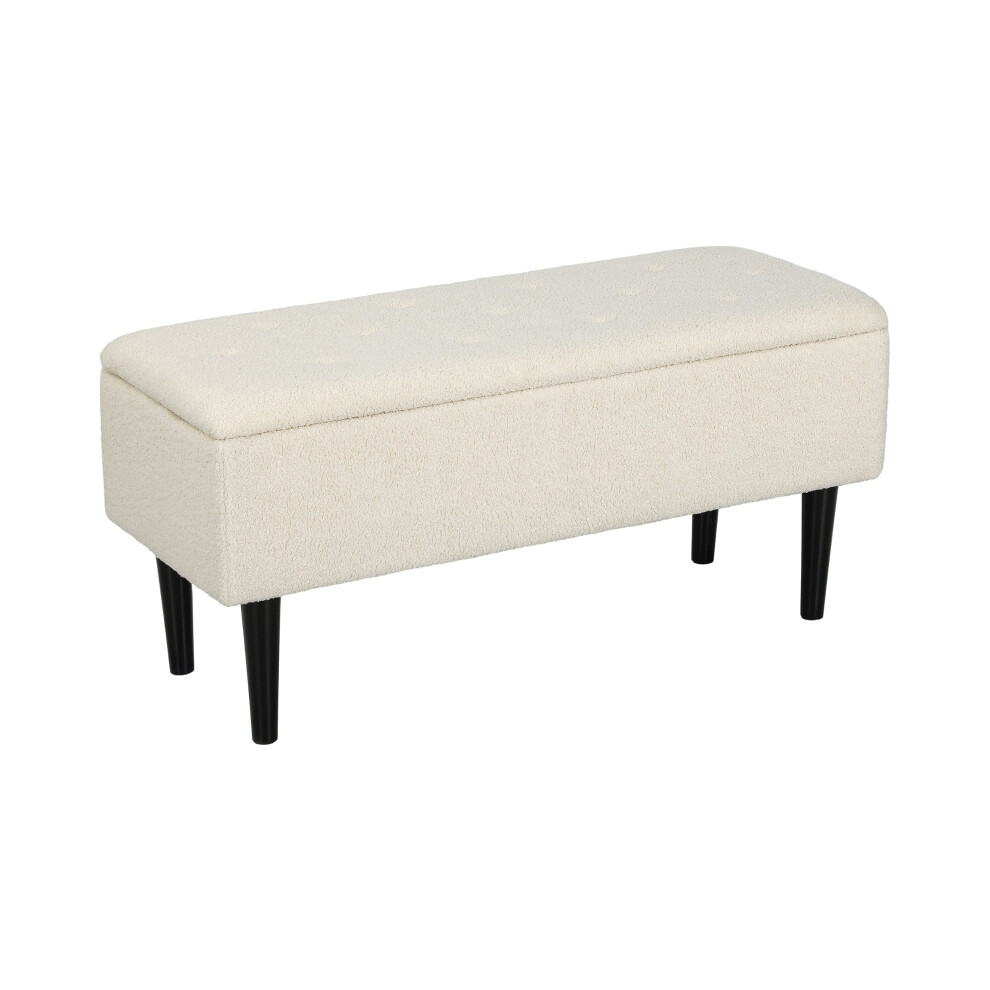 Cream Teddy Fleece Storage Ottoman with 47L Capacity - Soft yet Durable Footstool for Living Room and Bedroom Multi-purpose-image-OPC-PMFYCPV-NEW