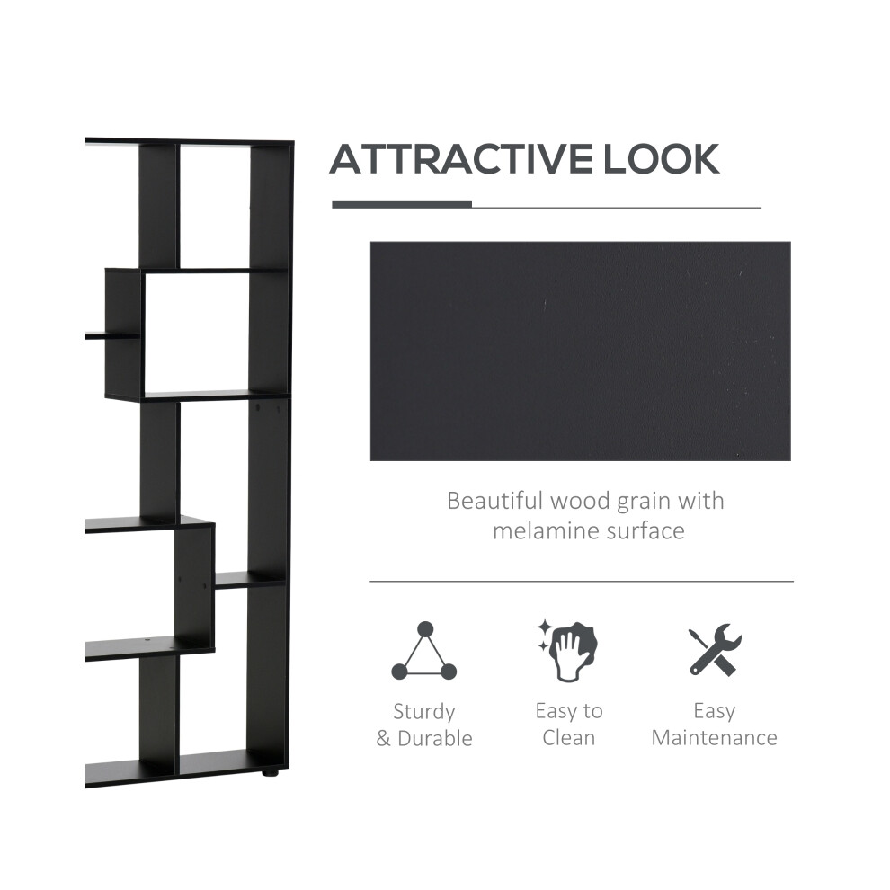 Home Display Storage 8-Tier Bookcase in Black Melamine Surface Anti-Tipping with Foot Pads Perfect for Bedroom Living Room-image-OPC-PMFYDB7-NEW