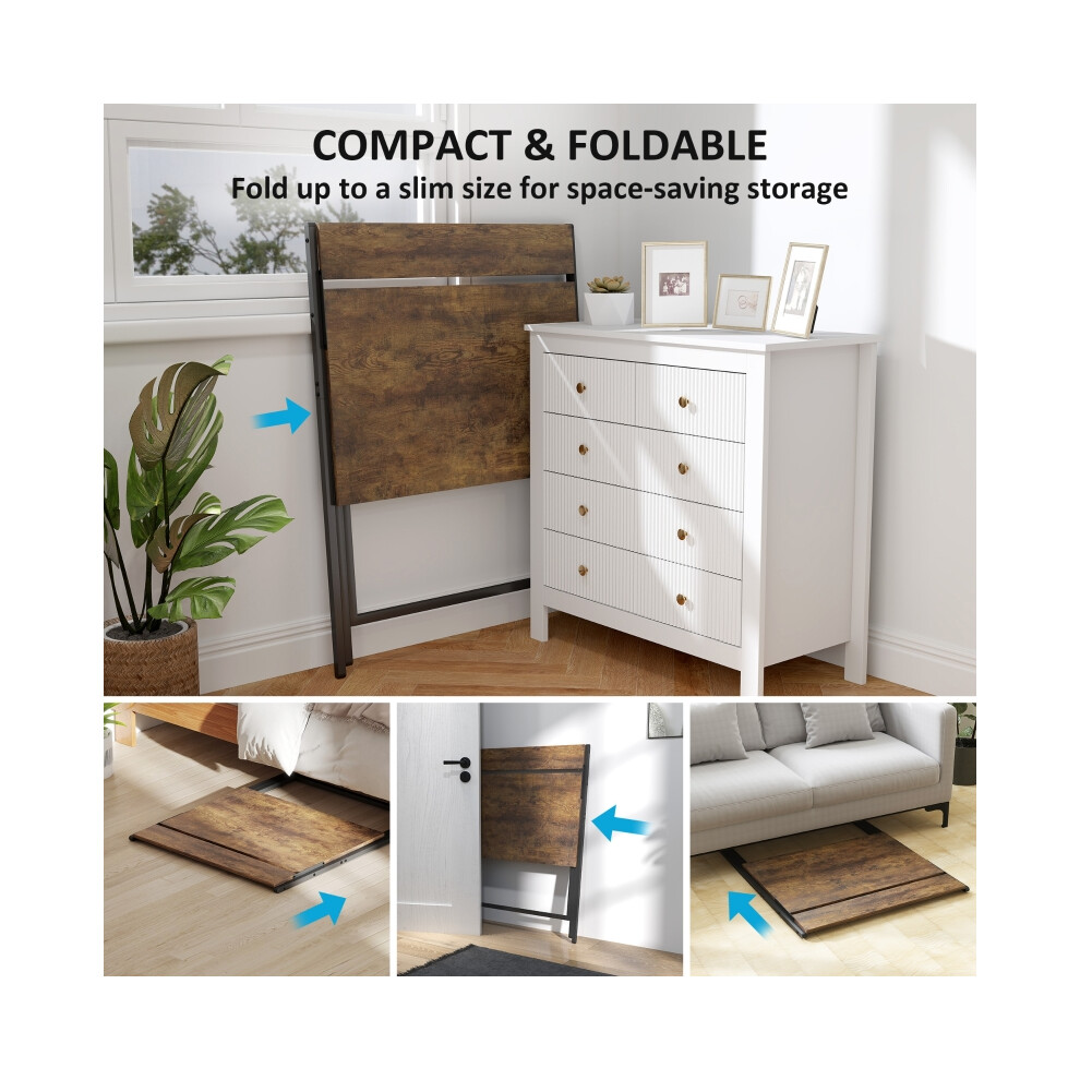 81.5 cm Rustic Brown Folding Computer Desk with Monitor Shelf Durable and Space-Saving Home Office Table-image-OPC-PMFYFD9-NEW