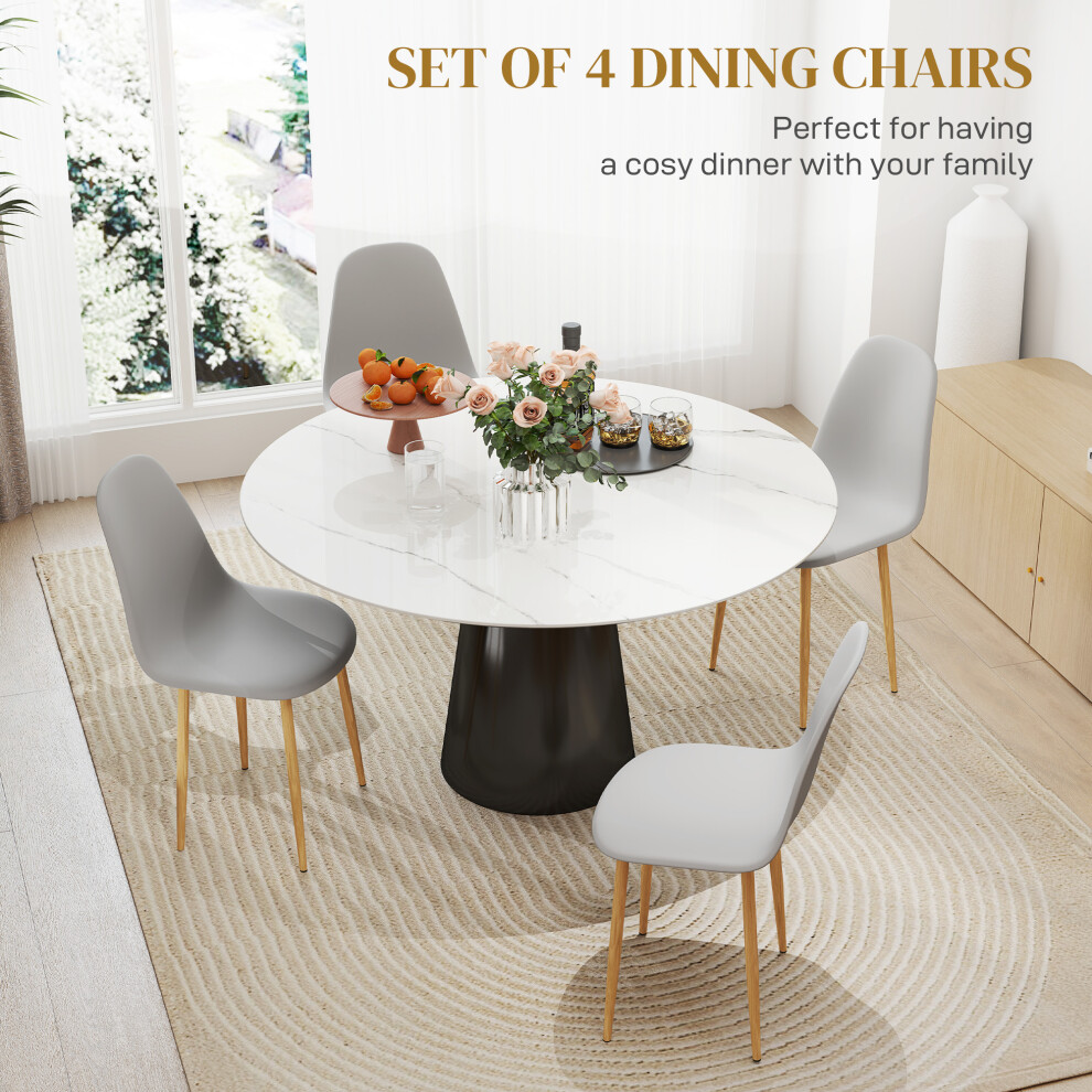 4-Piece Modern Grey Kitchen Dining Chairs with Steel Legs Supportive Backrest Perfect for Dining & Living Areas-image-OPC-PMFYGMD-NEW