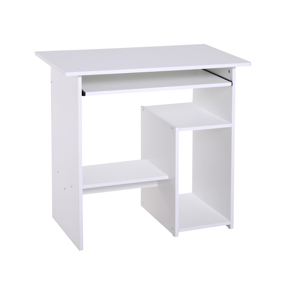 Computer Desk White Wooden Corner Table with Storage Shelf and Keyboard Tray - Compact Modern Home Office Workspace-image-OPC-PMFYGQX-NEW