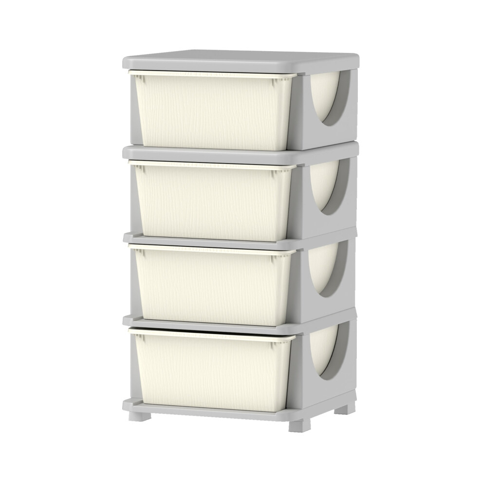 Kids Storage Solution Four-Tier White Lightweight and Sturdy Plastic Drawers for Bedroom or Playroom Organization-image-OPC-PMFYHVC-NEW