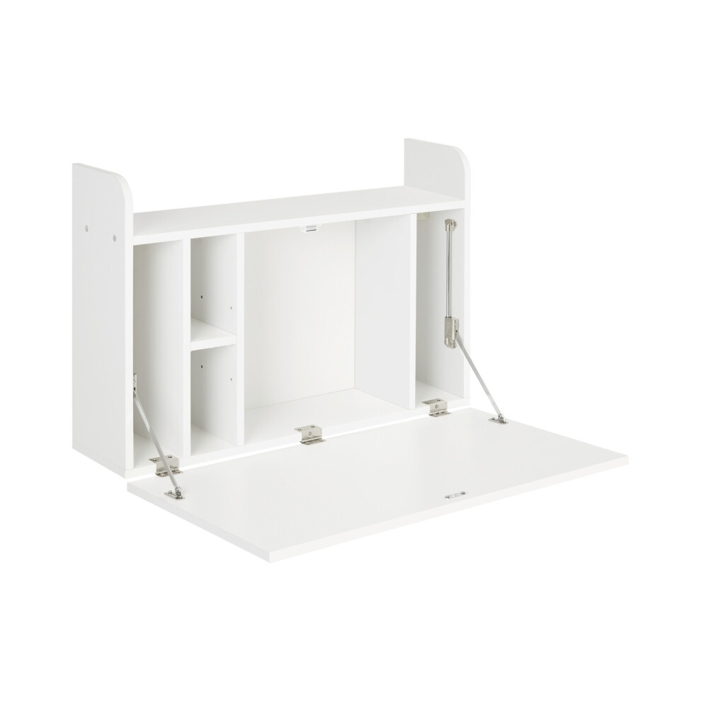 Floating Wall Mount Desk with Drop Leaf Compact Storage Compartments for Home Office 77cm x 20cm x 51cm White-image-OPC-PMFYJVP-NEW