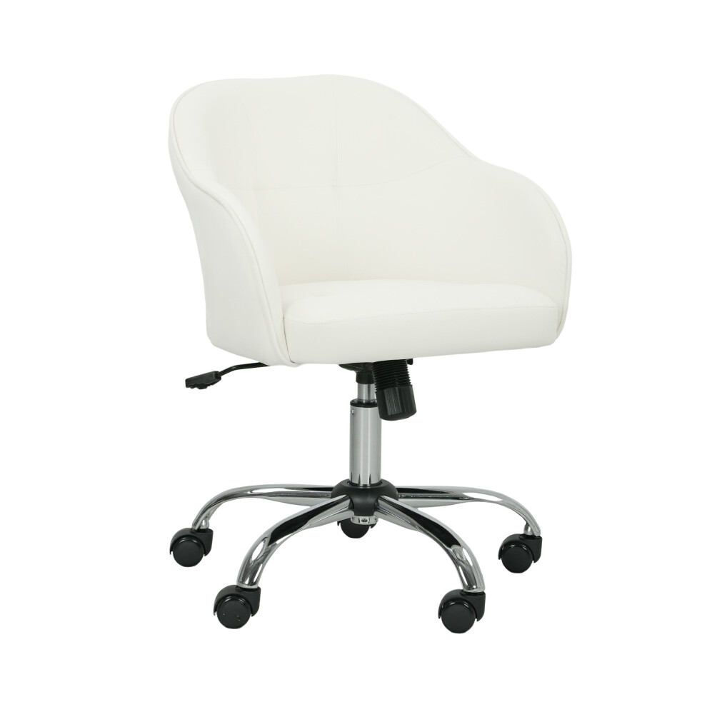 46-56cm Velvet-Feel Office Chair Cream Ergonomic Desk Chair with Adjustable Height for Home & Office Use-image-OPC-PMFYK9D-NEW