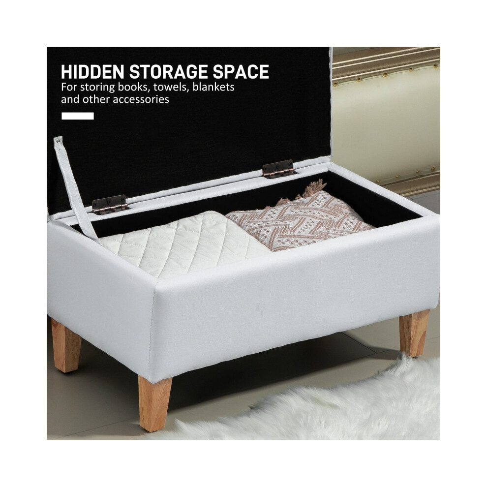 Storage Ottoman Cream White with Padded Cushion Rubberwood Legs Multi-use Footstool Storage Box & Bed End Seat-image-OPC-PMFYKCH-NEW