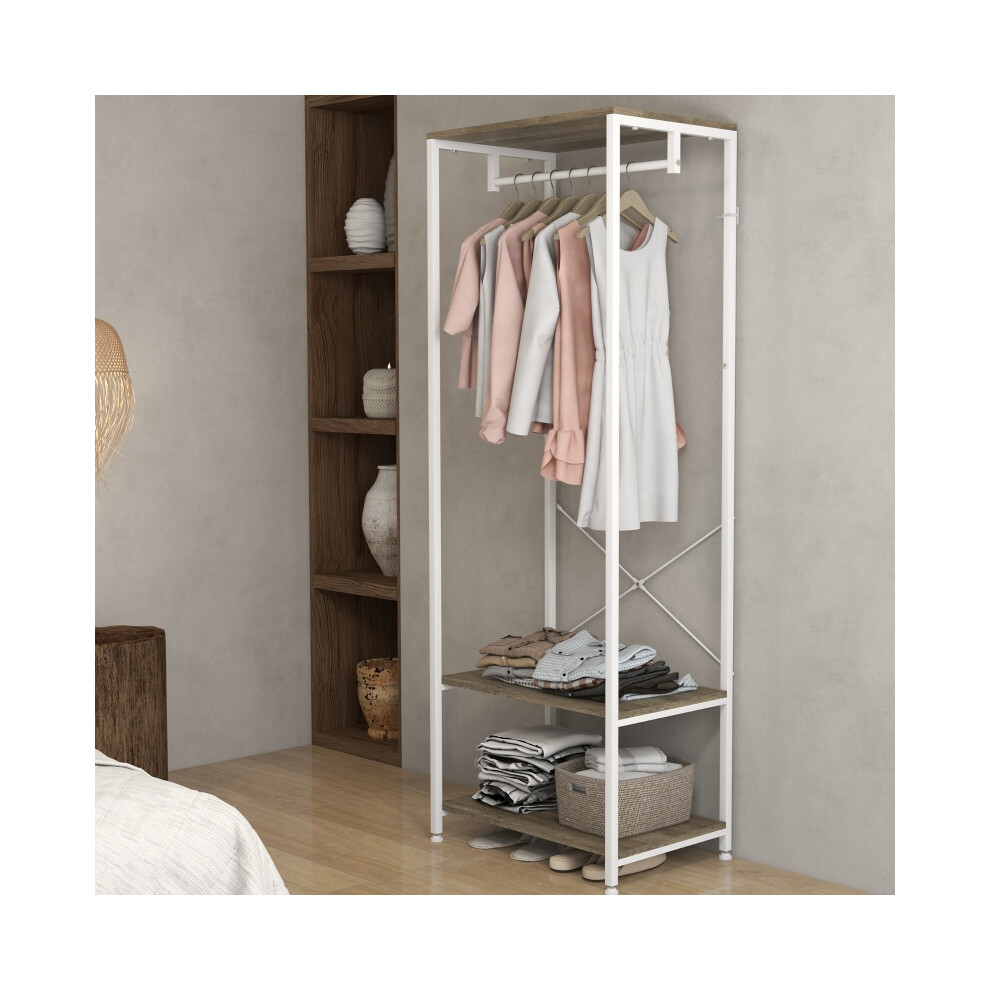 HOMCOM Grey Hallway Coat Rack and Shoe Bench Tree - Modern Wooden Storage Solution with Hooks and Seating for Hallway 90cm-image-OPC-PMFYMTH-NEW