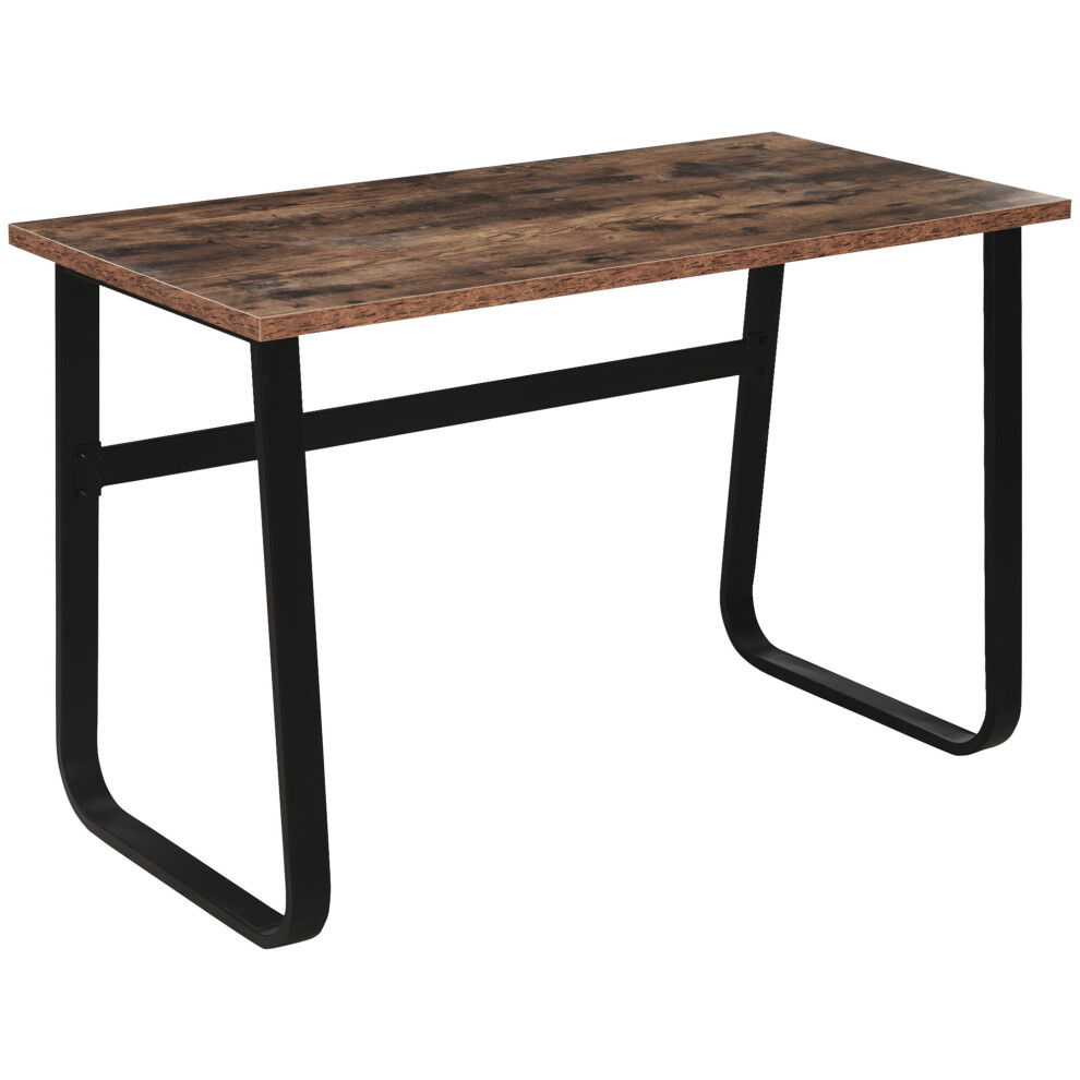 Rustic Brown and Black Computer Table - Steel Frame with Wood Top Industrial Home Office Desk 115 x 58 x 74.5cm Study Table-image-OPC-PMFYMV8-NEW