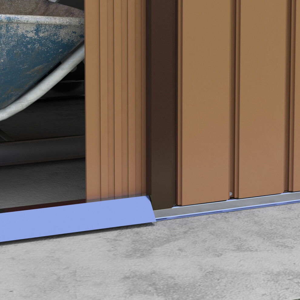 Lockable Metal Garden Storage Shed 7 x 4ft Outdoor Tool & Equipment Storage with Foundation Light Brown-image-OPC-PMFYNZ9-NEW