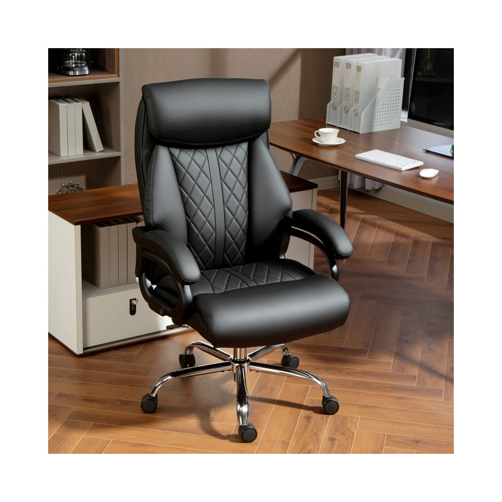 Office Chair with Spring Padding - HOMCOM Black Executive Chair Adjustable Height & Comfortable Support-image-OPC-PMFYPDV-NEW