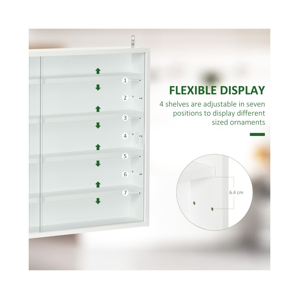 Wall Display Shelf Unit Cabinet 5-Tier with Glass Doors White 60x80cm for Home Office Storage & Decor-image-OPC-PMFYPJ5-NEW