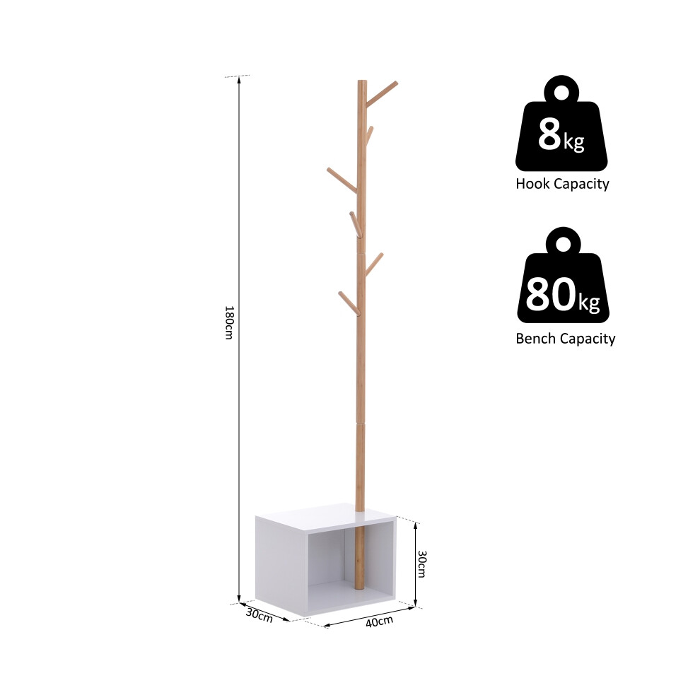Durable Wooden Hallway Coat Rack with Storage Bench 180cm Hat Hanger Shoe Organizer - Perfect for Entryway and Living Room-image-OPC-PMFYPV7-NEW