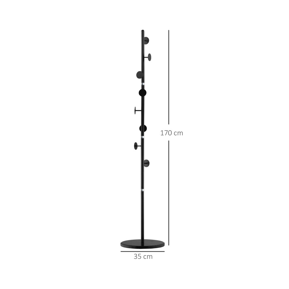 Free Standing Coat Stand with 8 Disc Hooks Steel Frame & Marble Base Suitable for Entryway Living Room Bedroom Black-image-OPC-PMFYQRB-NEW