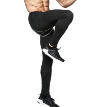 Men's Black Polyester Compression Leggings, XXL, Quick Drying, Fitness