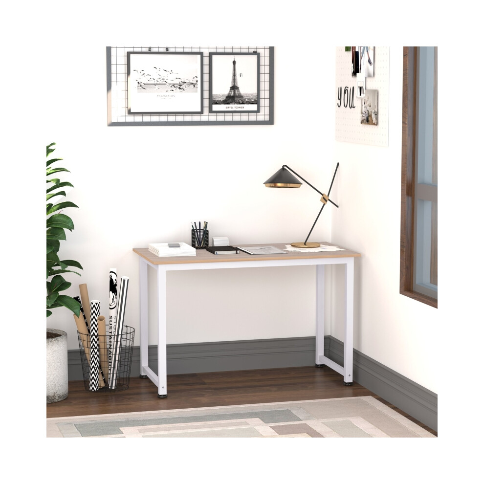 Computer Desk 120x60x76cm with Metal Frame White Writing Table for Home Office & Study Simple Assembly-image-OPC-PMFYRW8-NEW