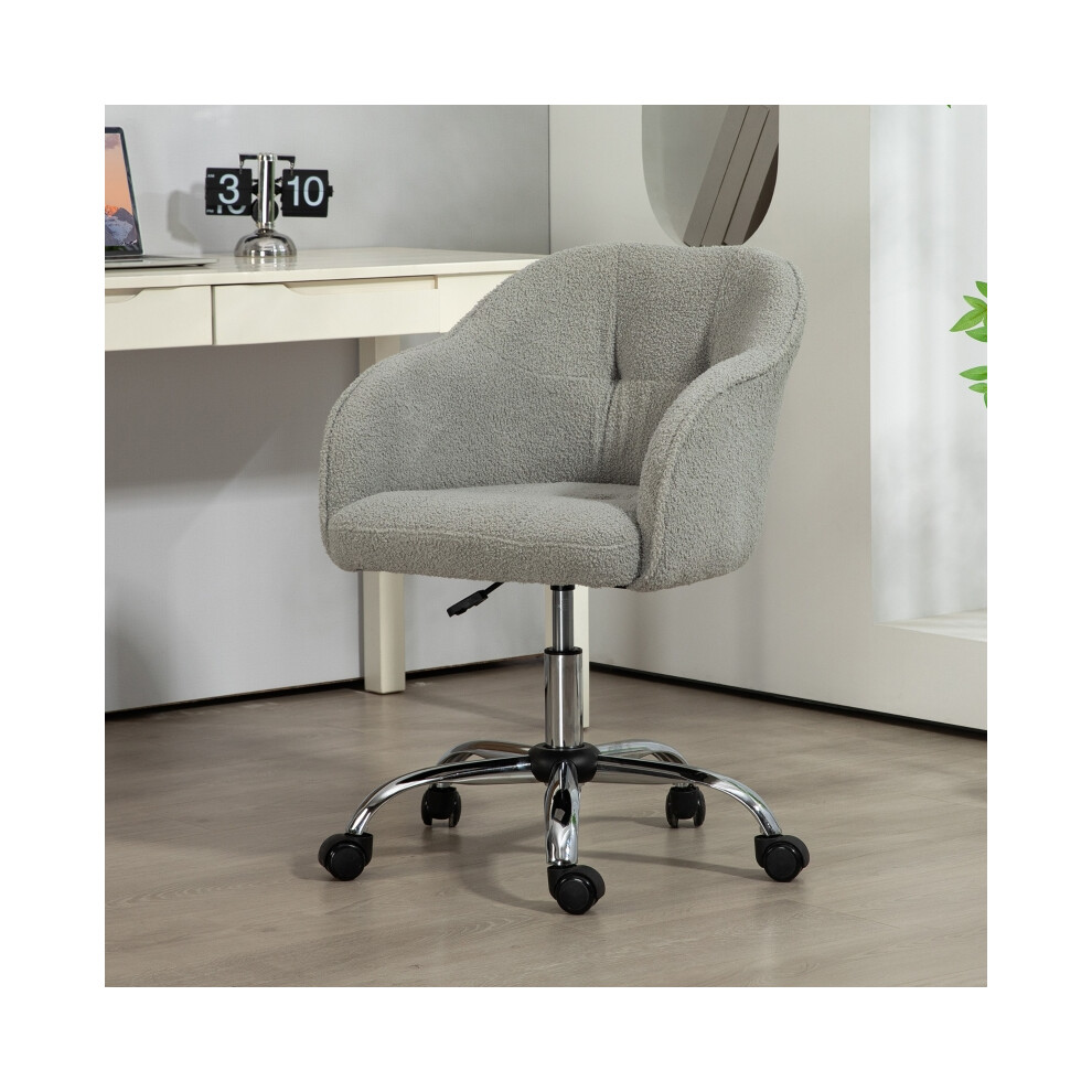 Ergonomic Teddy Fleece Grey Swivel Office Chair - Cozy Seat Adjustable Height Stylish Design for Comfortable Office Setup-image-OPC-PMFYS8M-NEW
