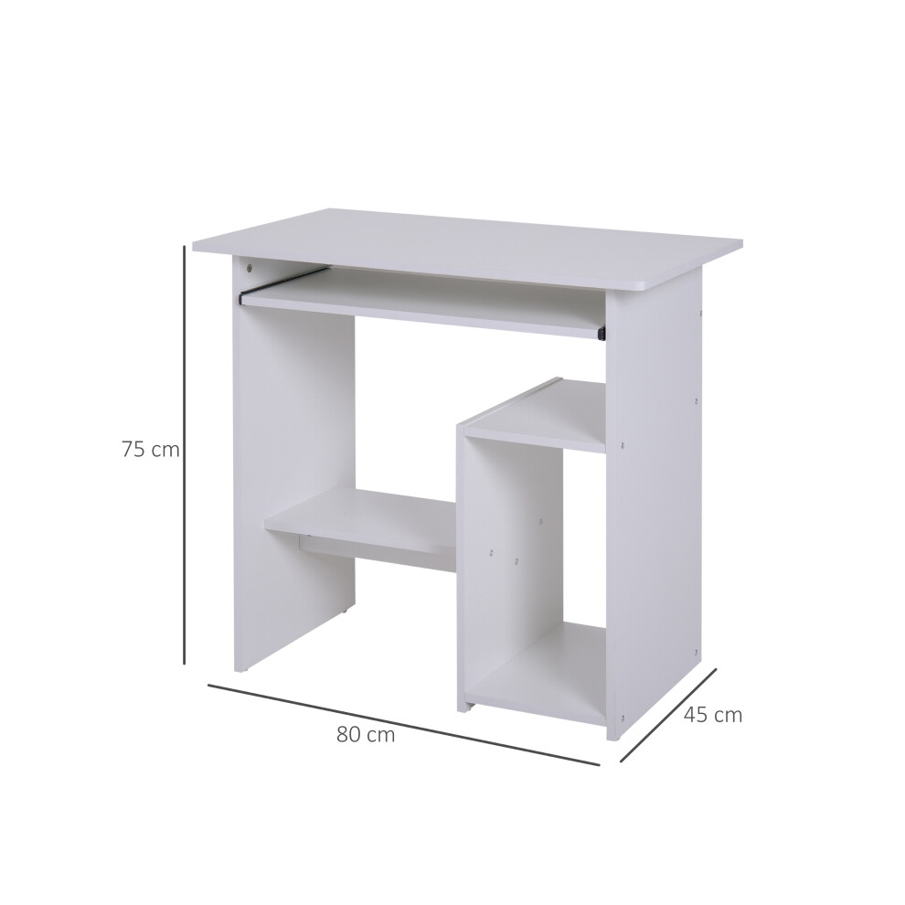 Small Home Office Computer Table Wooden Corner Desk with Keyboard Tray and Storage Shelf White-image-OPC-PMFYSP8-NEW