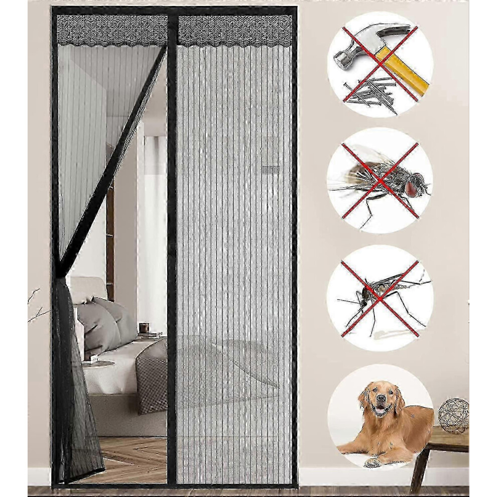 Magnetic mosquito net for door, mosquito-proof door curtain 100 x 220 cm, automatic closure