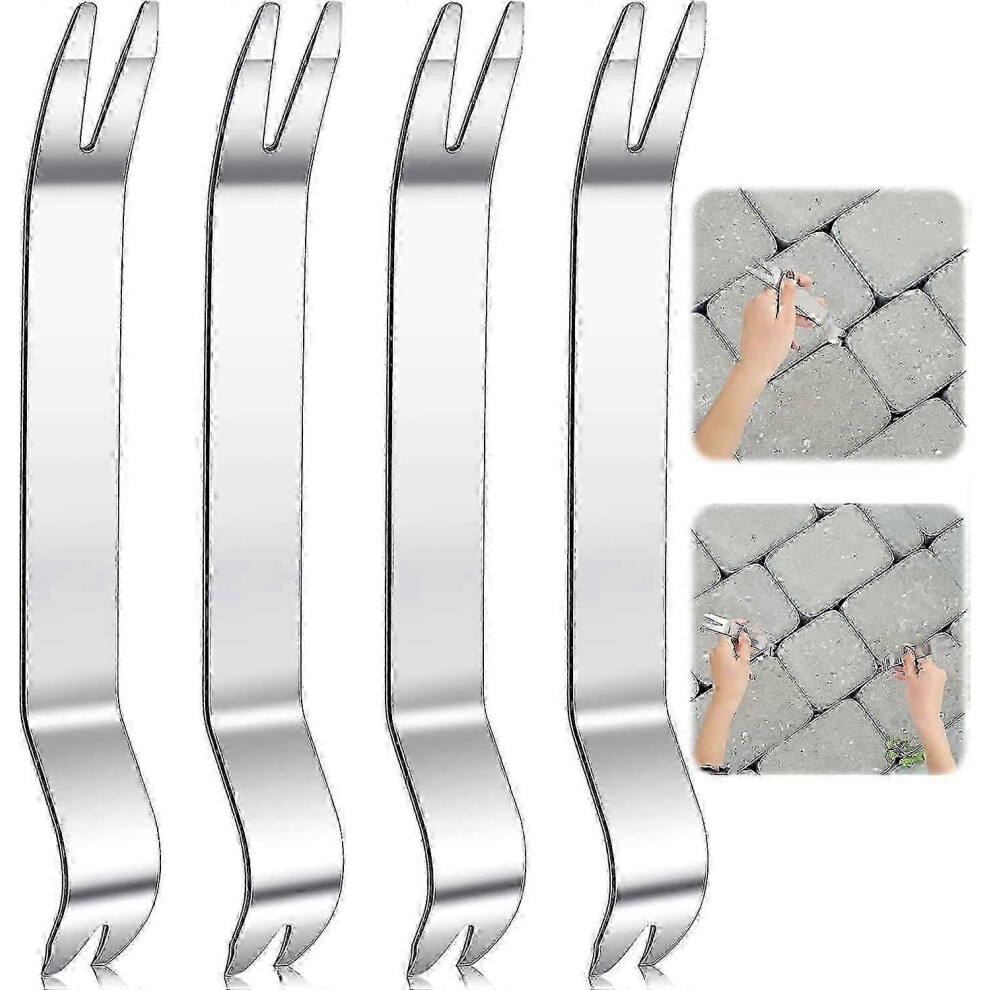 Set of 4 stainless steel paving tools for pavers, interlocking bricks, extractor, for garden, lawn, yard, paver replacement, patio blocks