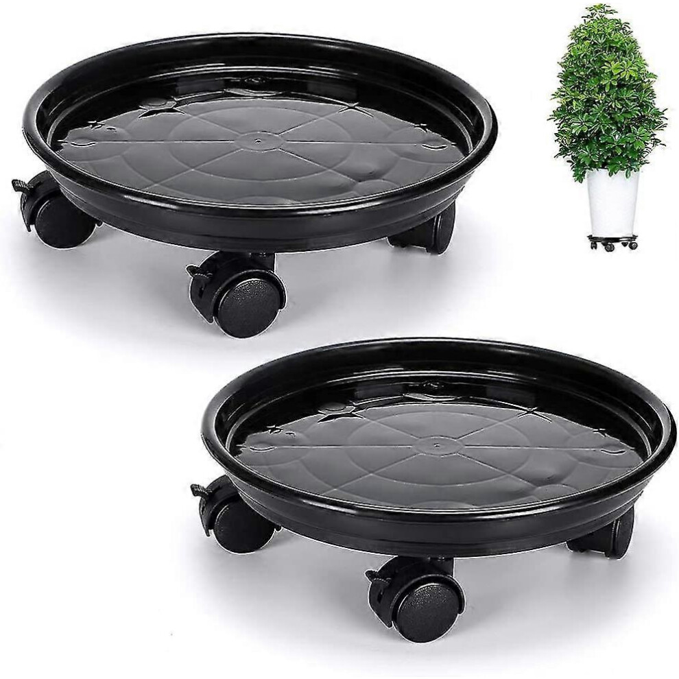 2-piece plant stand, 30cm, wheeled trolley with brake, plastic casters for heavy planters, plant stand