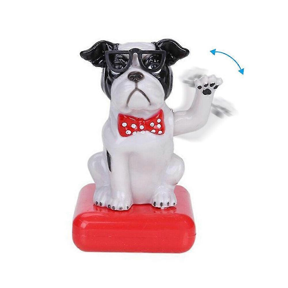 ( And White) Solar Dancing Puppy Doll - Solar Powered Car Decorative Statue For Car Vehicle Decoration Black/White