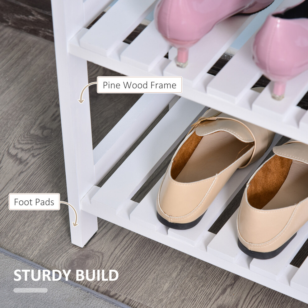 3-Tier Wooden Shoe Organizer with Slatted Shelves spacious open storage Hydegenic Design 70L x 26W x 57.5H cm White-image-OPC-PMFYTVJ-NEW