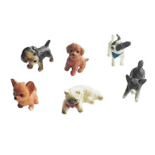 Set of 6 miniature cat and dog figurines, decorative toys