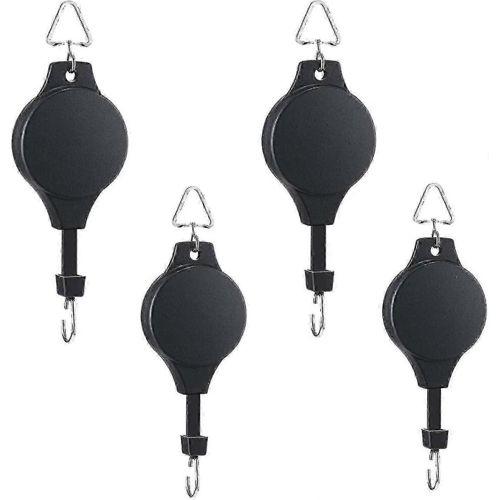 Set of 4 retractable plant pulleys, adjustable plant hooks, hanging flower baskets for garden baskets, pots and bird feeders, available in different