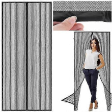 Door screen 100 x 210 cm - Insect protection - Magnetic, Black
