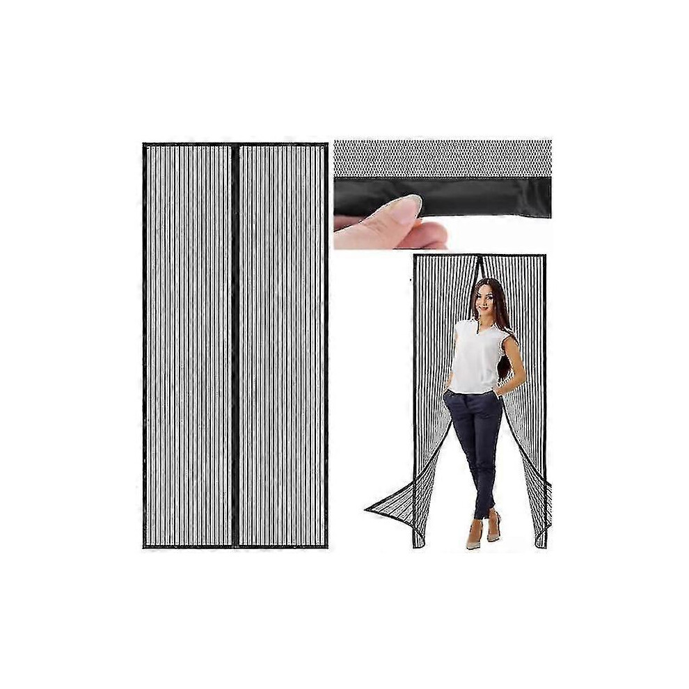 Door screen 100 x 210 cm - Insect protection - Magnetic, Black