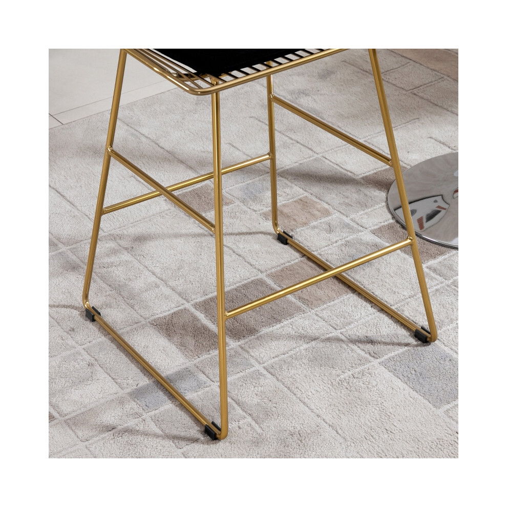 Set of 2 Gold Bar Stools - Modern Counter Height Chairs with Wire Metal Frame Perfect for Kitchen & Dining Durable & Elegant-image-OPC-PMFYVQ6-NEW