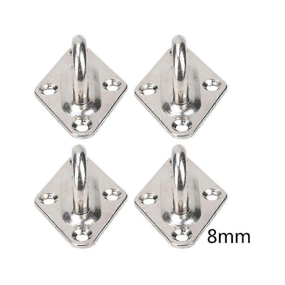 (8 mm) 4 pieces 304 stainless steel ceiling wall mounting hook heavy-duty anchor eye plate for boat yoga swings hammocks 6 mm 8 mm fully welded