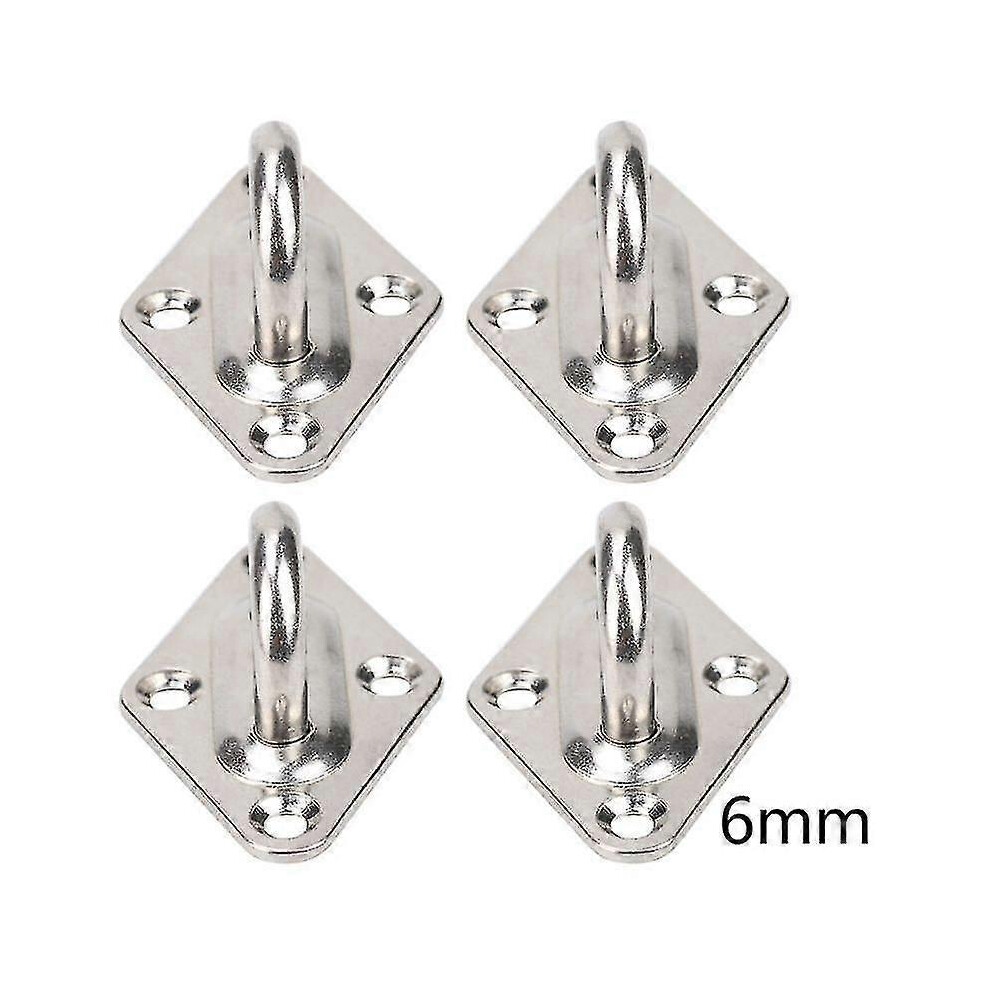 (6 mm) 4 pieces 304 stainless steel ceiling wall mounting hook heavy-duty anchor eye plate for boat yoga swings hammocks 6 mm 8 mm fully welded