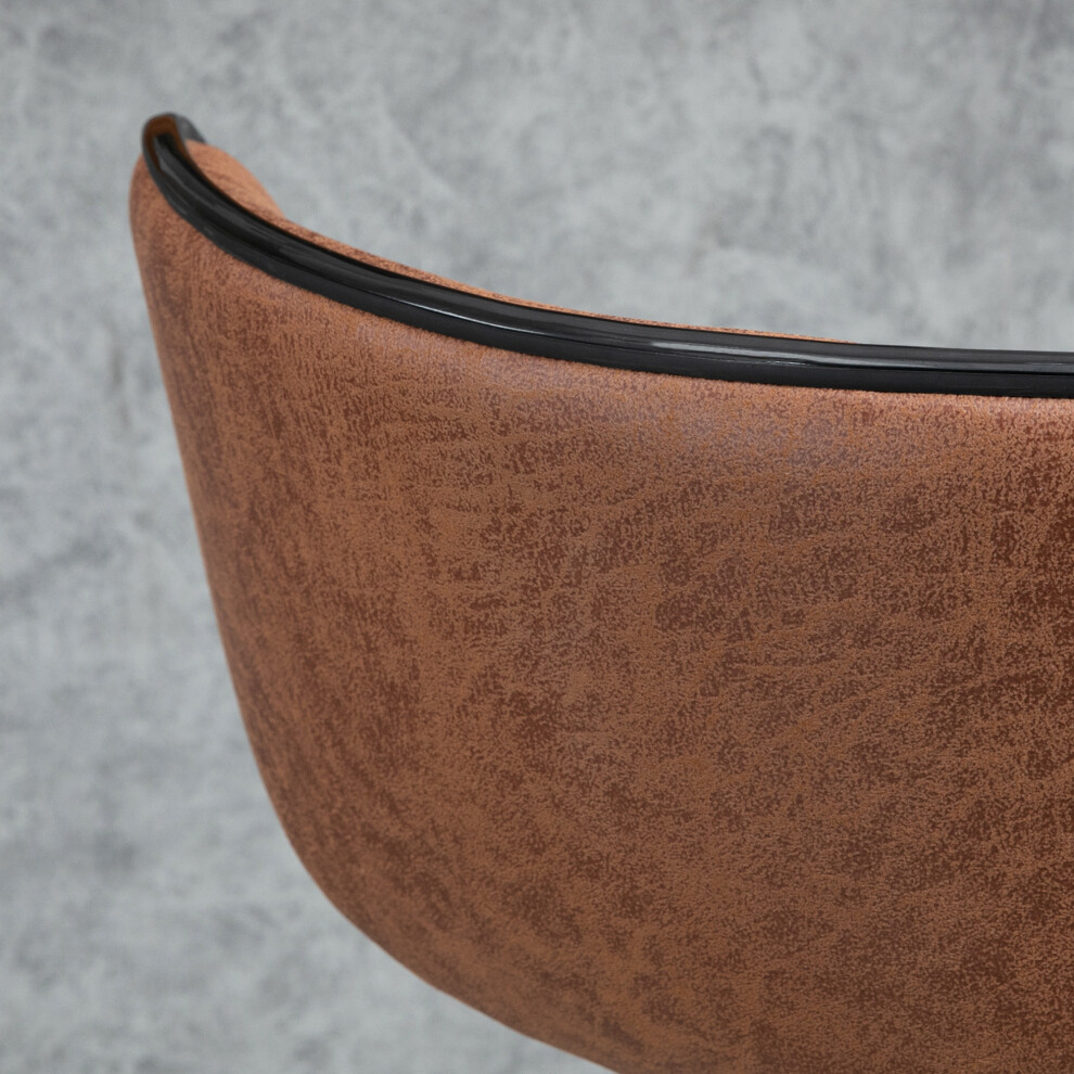 Bar Stool Set of 2 - Adjustable Height Microfiber Chairs with Swivel Armless Design in Brown for Kitchen or Bar use-image-OPC-PMFYVYY-NEW